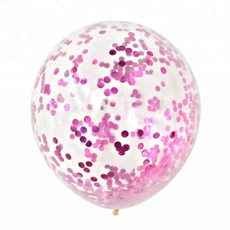 Set 3 baloane cu confetti roz