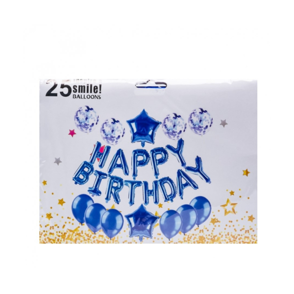 Set petrecere Happy Birthday albastru