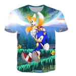 Tricou copii Sonic albastru si galben