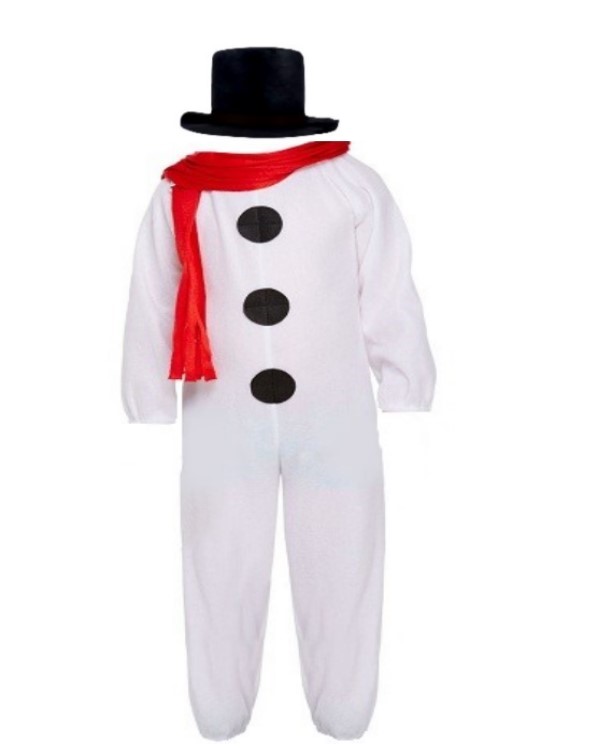 Snowman-Costume-for-Boys (1) Costum Serbare copii Om de Zapada cu fular rosu - imagine 1