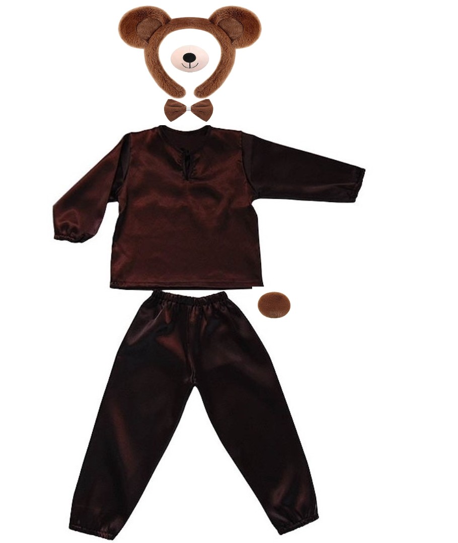 COSTUM BUFNITA BAIAT Costum serbare copii Urs maro, bluza, pantaloni, bentita cu urechi, coada, papion - imagine 1