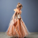 Rochie serbare fete Zana Toamna cu fundita, din tulle, multicolor - imagine 4