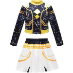 Costum Copii Huntrix Demon Hunters Zoey Tinuta de Scena, Golden, cu jacheta imprimata - imagine 2