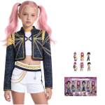 Set Costum si 6 Figurine Cosplay KPop Demon Hunters, Rumi Golden, cu jacheta