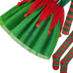 Costum Craciun fete Spiridusa, rochie, caciula si ciorapi - imagine 4