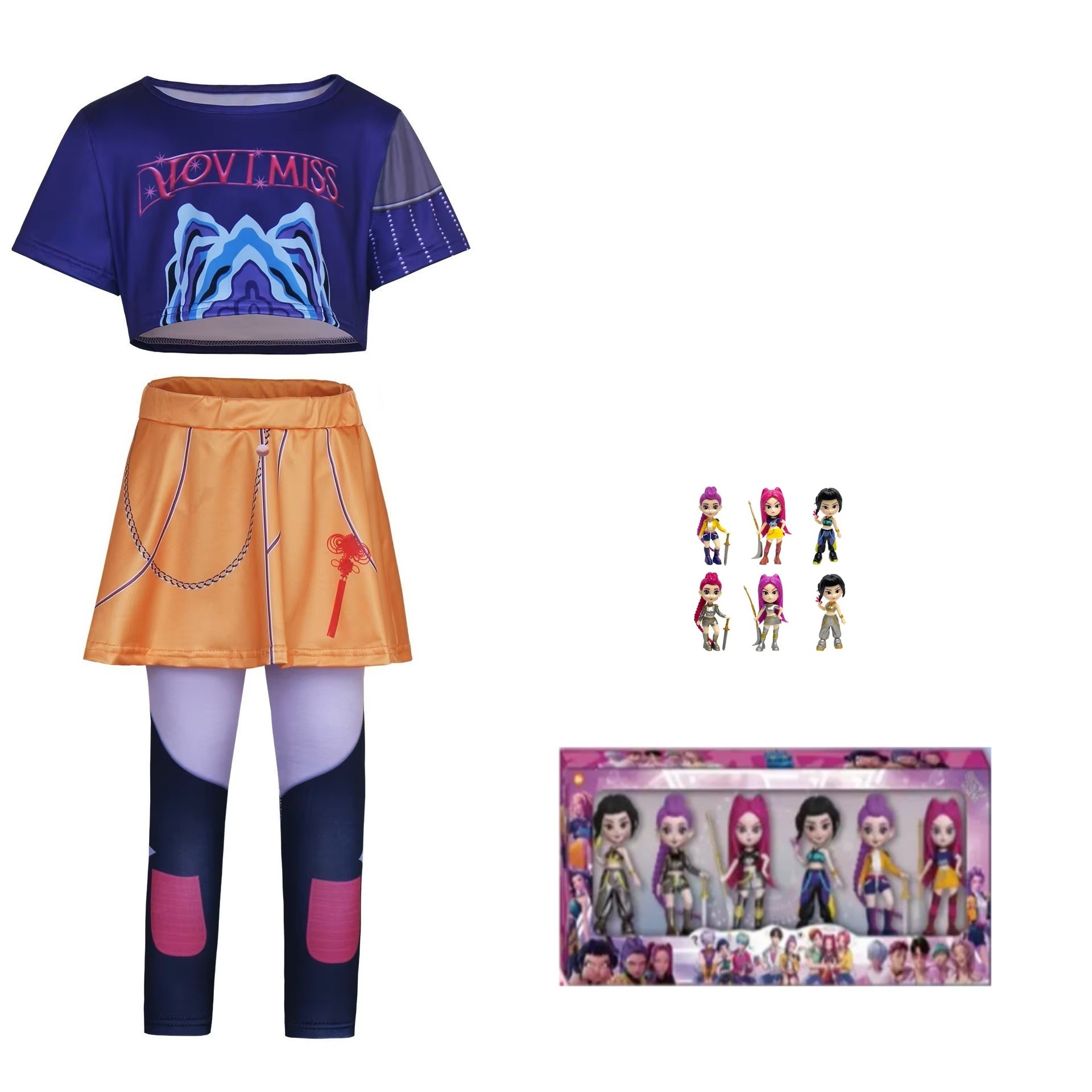 k pop 2 CU 6 PAPUSI Set Costum si 6 figurine KPop Demon Hunters, Mira - imagine 1