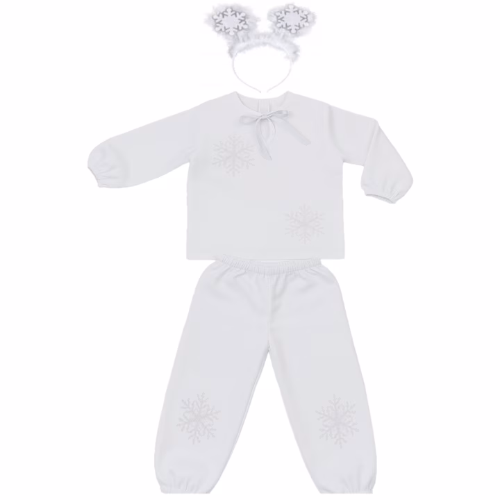 res_68324267b47eb5b7ee26a3a14047a0f1 Costum serbare copii Craciun Fulg de nea, zapada, bluza si pantaloni cu fulgi, bentita cu fulgi - imagine 1
