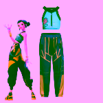 Costumatie Cosplay Zoey, Demon Hunters K‑Pop, costum si peruca, multicolor - imagine 3