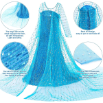 Costum fete Elsa Frozen, rochie si pelerina cu paiete, manusi, bagheta, coronita, codita impletita - imagine 3