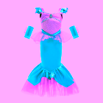 Costum carnaval Sirena Ariel, rochie albastra, manusi si peruca - imagine 3