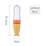 Set hranire copii Lingurita din silicon cu rezervor pentru diversificare galben, Suzeta pentru fructe si legume galben, jucarie dentitie portocala, silicon - imagine 8