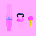 Set hranire copii Lingurita din silicon cu rezervor pentru diversificare roz, Suzeta pentru fructe si legume roz, jucarie dentitie roz, silicon