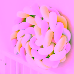 Protectie laterala patut bebelusi, Bumper, impletita, lungime 2 m, material antialergic, roz, verde, galben