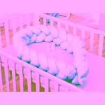 Protectie laterala patut bebelusi, Bumper, impletita, lungime 2 m, material antialergic, albastru