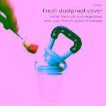 Set hranire copii Lingurita din silicon cu rezervor pentru diversificare si Suzeta pentru fructe si legume, albastru - imagine 2