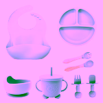 Set Cosulet Multifunctional pentru bebelusi cu Mana Interactiva si set hranire albastru, 0-2 ani - imagine 3