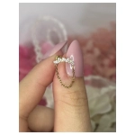 Piercing Labret Titan ASTM F136 Auriu cu 5 Pietre Marquise Clear & Lantisor – 1.2 × 8 mm - imagine 3