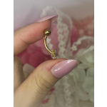 Piercing pentru buric din  Titan ASTM F136, auriu cu cristale zirconia , model floare elegantă - imagine 9