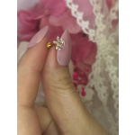 Piercing ureche din titan ASTM F136 placat auriu cu cristale zirconia – model floare - imagine 5