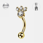 Piercing pentru Buric din Titan ASTM F136 Auriu cu Cristale Trio – Elegant & Strălucitor