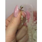 Piercing pentru Buric din Titan  ASTM F136 Auriu cu Cristale Marquise și Pandantiv – Design Elegant Regal - imagine 8