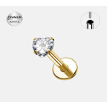 Piercing Labret din Titan  ASTM F136 Auriu cu Cristal în Formă de Inimă – Elegant & Romantic