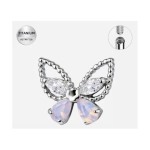 Top piercing argintiu din titan, fluture cu cristale marquise și opal, 1.2 mm