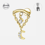 Piercing din Titan ASTM F136,Titan Moon Chains  pentru Rook, Daith si Snug, auriu