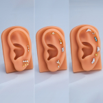 Piercing Labret din titan ASTM F136, pentru Helix/Tragus/Conch cu zirconiu si pandantiv picatura, cu infiletare interioara, auriu - imagine 7