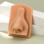 Piercing tip inel (clicker) din Titan ASTM F136, placat auriu, cu zirconii marquise – design elegant tip evantai - imagine 2