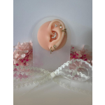 Piercing Labret din titan ASTM F136, pentru Helix/Tragus/Conch cu semiluna si stea, auriu - imagine 2