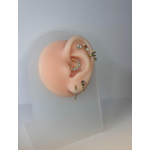 Piercing ureche titan ASTM F136 placat auriu, inel cu zirconiu strălucitor - imagine 6