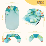 Set multifunctional 4 in 1, saltea de joaca, scaunel, tummy time, perna de alaptare, jucarii senzoriale, multicolor, portabil - imagine 2
