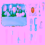 Set pentru ingrijirea copilului, 13 accesorii, cu suport portabil, culoare albastra