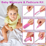 Set pentru ingrijirea copilului, 13 accesorii, cu suport portabil, culoare roz - imagine 3