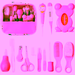 Set pentru ingrijirea copilului, 13 accesorii, cu suport portabil, culoare roz