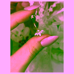 Piercing buric auriu din titan cu fleur-de-lis si cristal marquise- 1.6x10 mm - imagine 5