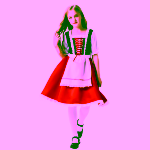 Costum Scufita Rosie pentru fete, rochie rosie cu pelerina si gluga - imagine 3