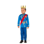 Costum carnaval baieti Print Cenusareasa, albastru cu coroana