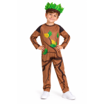 Costum Copac pentru Copii, Salopeta Maro cu Frunze si Coronita Verde, Serbare si Carnaval
