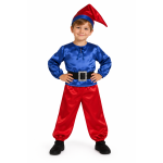 Costum carnaval copii pitic albastru cu rosu