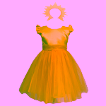 Costum serbare fete Soare, rochie si bentita