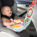 Centru de joaca Interactiv pentru Scaun Auto, Carucior, Patut– Volan colorat cu Sunete, Oglinda si Activitati pentru Bebelusi - imagine 6