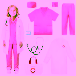 Costum Doctorita Fetite – Set Medical cu Halat, Stetoscop si Accesorii