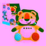 Leu de plus cu proiector si lumina de veghe, muzica, „Starry Skies Animal Soother” – Jucarie muzicala pentru somnul bebelusilor