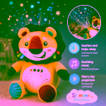 Leu de plus cu proiector si lumina de veghe, muzica, „Starry Skies Animal Soother” – Jucarie muzicala pentru somnul bebelusilor - imagine 2