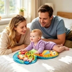 Perna de Sprijin pentru Tummy Time cu Leu Muzical si Elemente Interactive, Centru de Joaca si Dezvoltare pentru Bebelusi - imagine 3