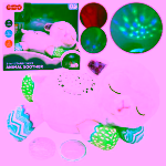 Oita de plus cu proiector si lumina de veghe, muzica, „Starry Skies Animal Soother” – Jucarie muzicala pentru somnul bebelusilor