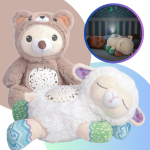 Oita de plus cu proiector si lumina de veghe, muzica, „Starry Skies Animal Soother” – Jucarie muzicala pentru somnul bebelusilor - imagine 7