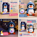 Pinguin de Plus Interactiv cu Lumini, Muzica – Jucarie de Somn si Joaca pentru Bebelusi si Copii, multicolor - imagine 2